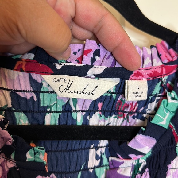 NWOT Caffe Marrakech Sheer Floral Long Sleeve Button Down Oversized Size Large - Picture 4 of 6